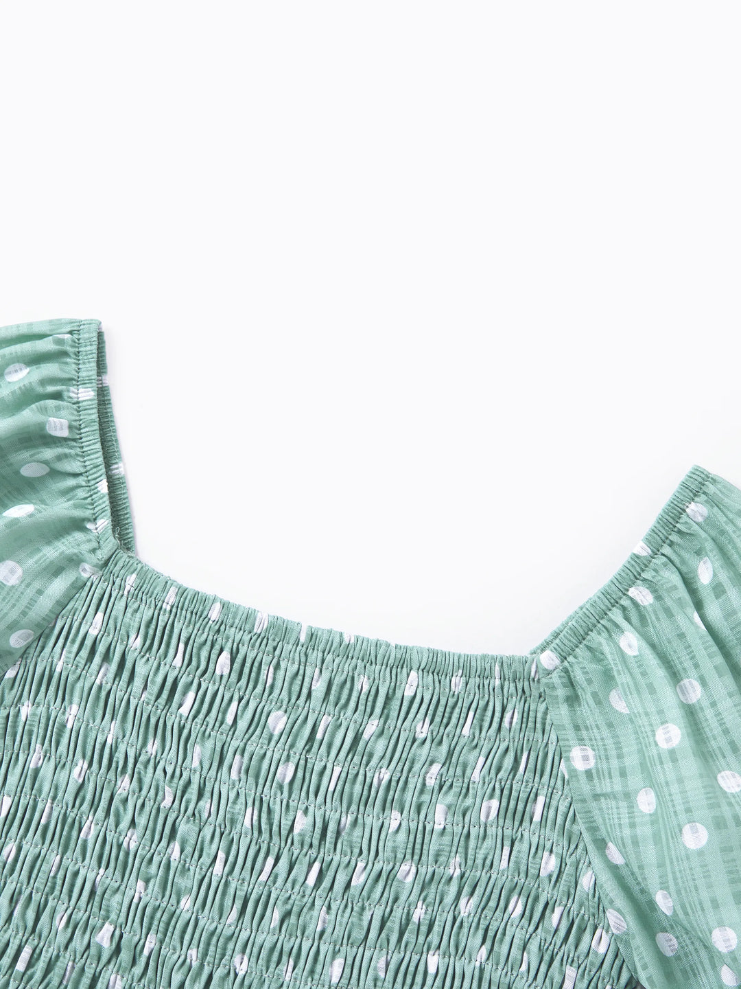 Toddler/Kid Girl Polka Dot Puff-sleeve Dress, Perfect for Family Outings & Photos Light Green