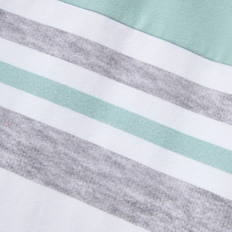 Daddy & Son T-Shirt & Dress Set Polka Dot Puff-sleeve Dress for Mom, Daughter & Baby, Color Block Cotton Tee for Dad & Son, Perfect for Family Outings & Photos Light Green