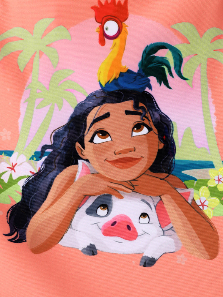 Disney Princess Toddler/Kid Girl Moana UPF50+ Sling Swimsuit with Removable Skirt Set Coral