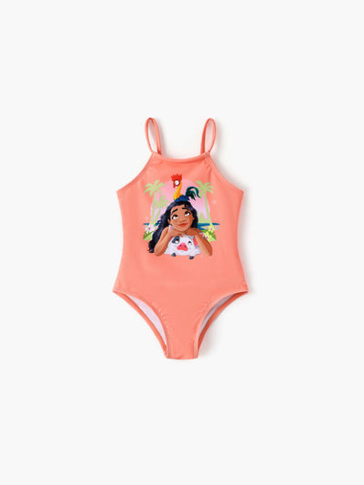Disney Princess Toddler/Kid Girl Moana UPF50+ Sling Swimsuit with Removable Skirt Set Coral