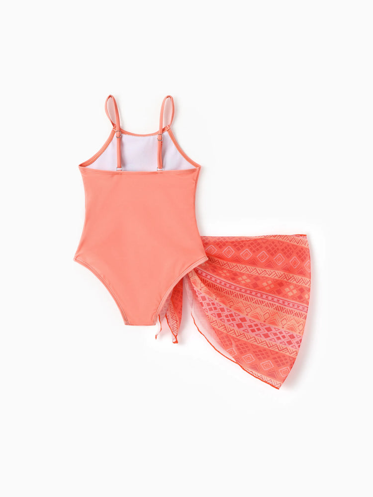 Disney Princess Toddler/Kid Girl Moana UPF50+ Sling Swimsuit with Removable Skirt Set Coral