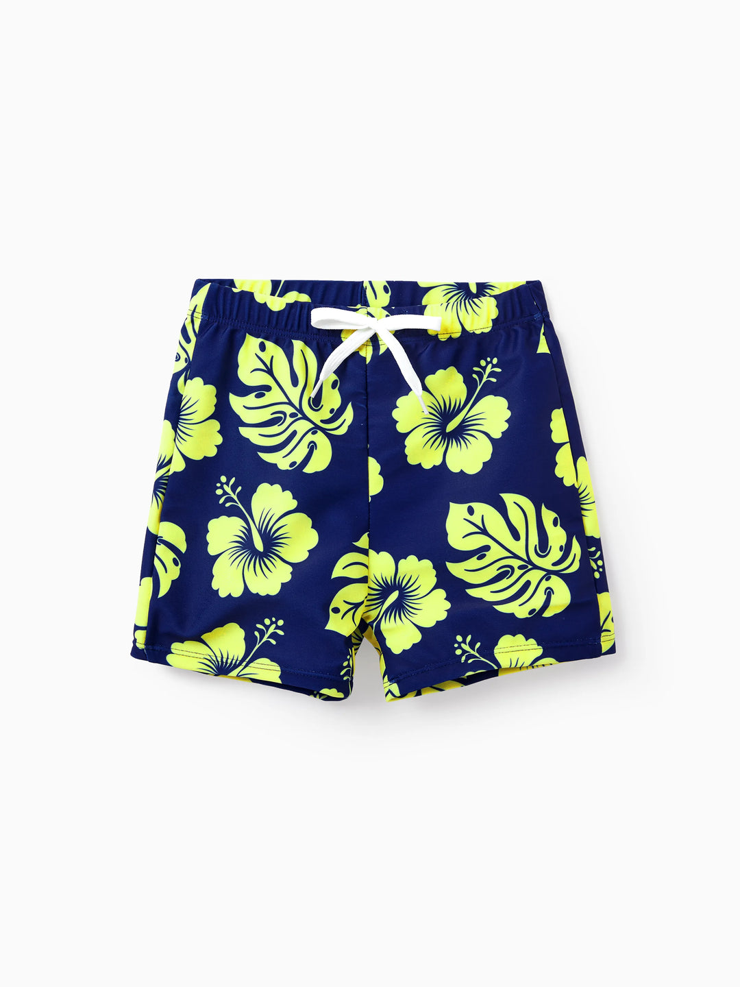 Trajes de Baño a Juego para Familia Estampado Floral Tropical Bikini Halter y Bañador Corto Azul Profundo