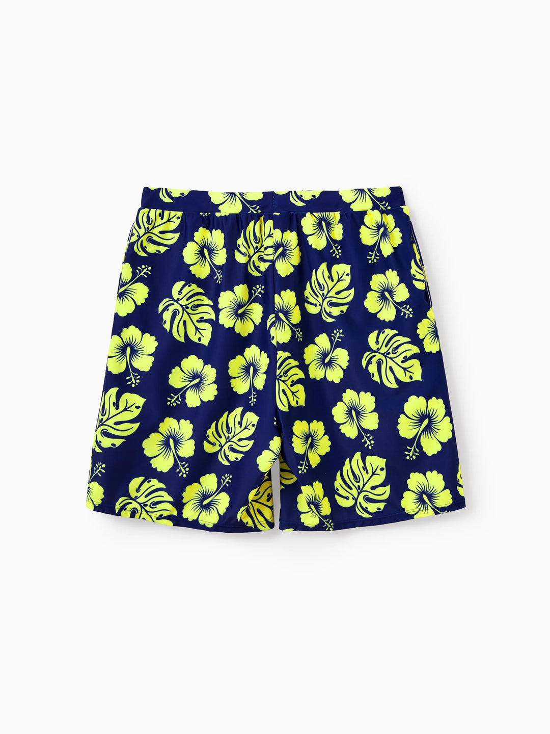 Trajes de Baño a Juego para Familia Estampado Floral Tropical Bikini Halter y Bañador Corto Azul Profundo