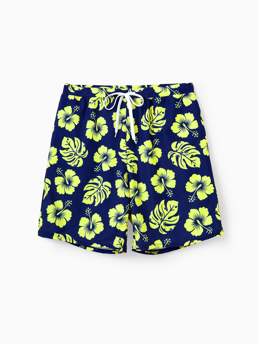 Trajes de Baño a Juego para Familia Estampado Floral Tropical Bikini Halter y Bañador Corto Azul Profundo