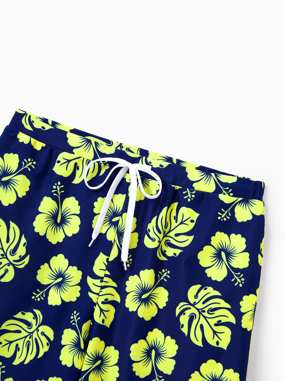 Trajes de Baño a Juego para Familia Estampado Floral Tropical Bikini Halter y Bañador Corto Azul Profundo