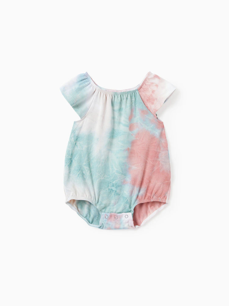 Mommy and Me Matching Tie Dye Dress Set for Women, Girls & Baby Romper
 Multi-color