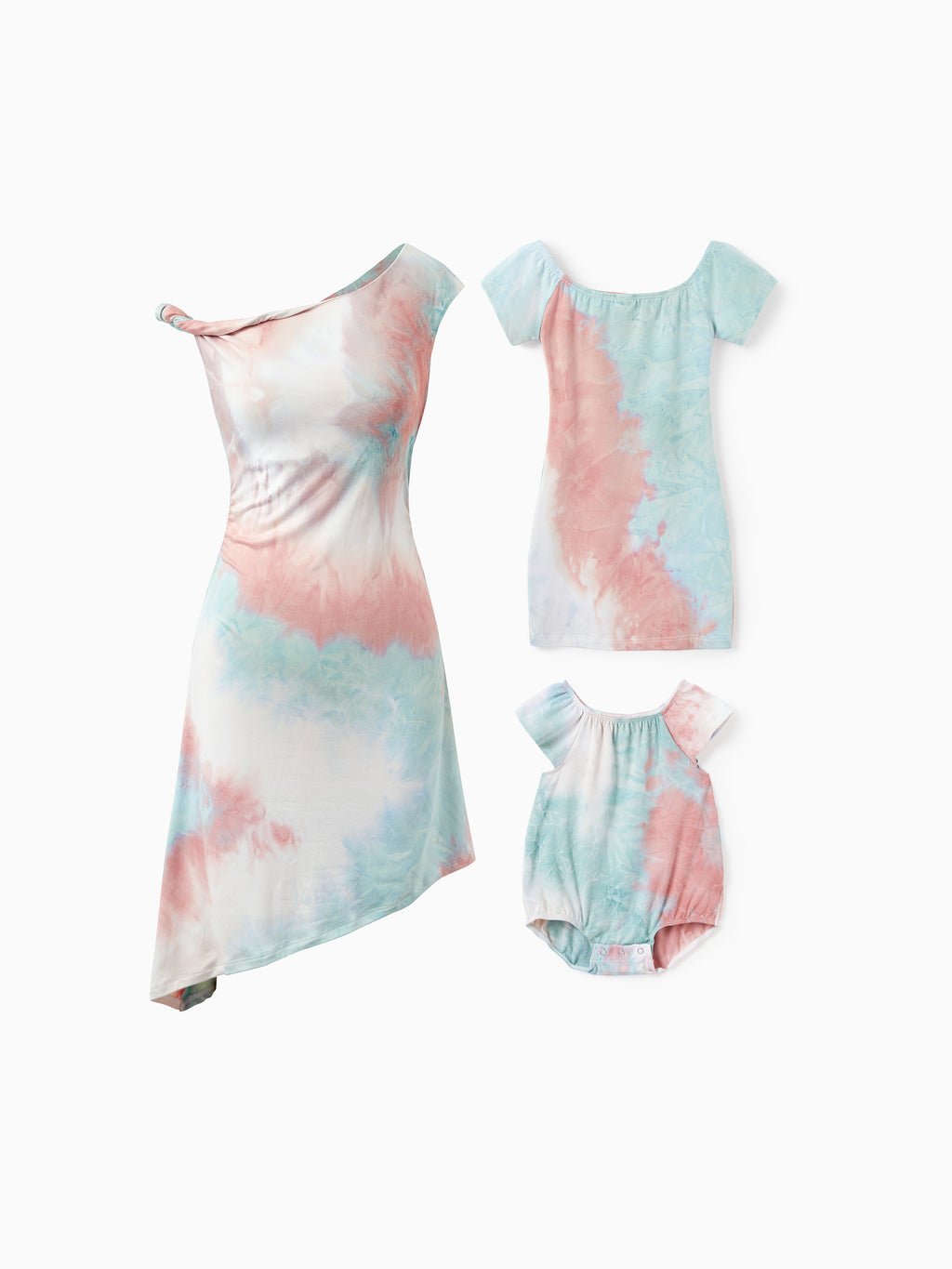 Mommy and Me Matching Tie Dye Dress Set for Women, Girls & Baby Romper