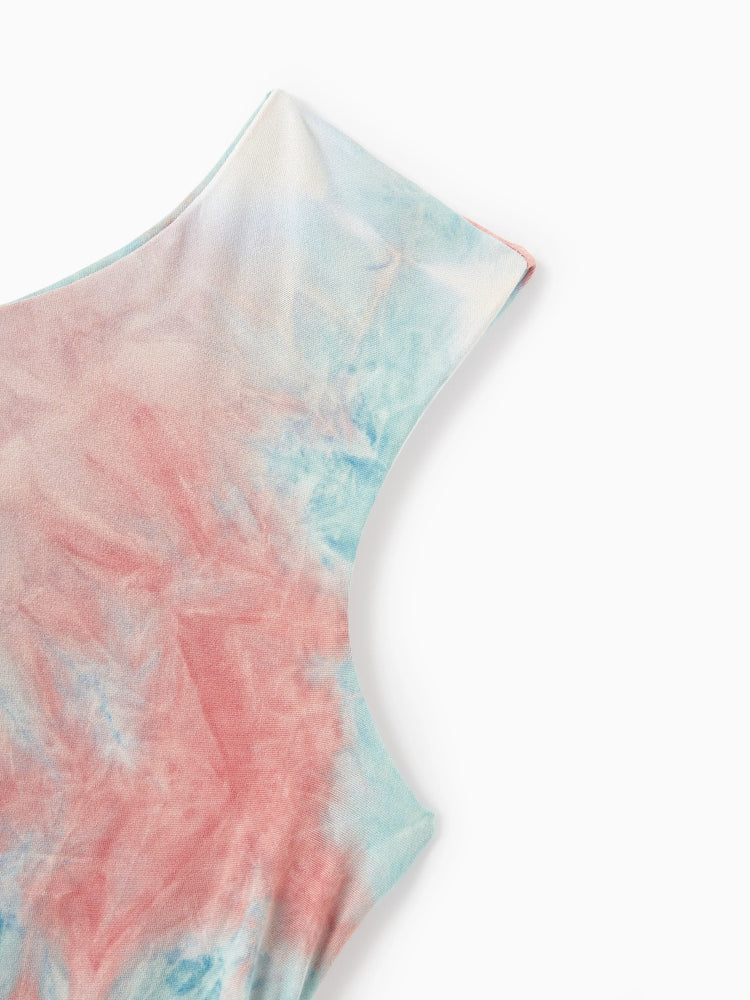 Mommy and Me Matching Tie Dye Dress Set for Women, Girls & Baby Romper
 Multi-color