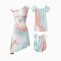 Mommy and Me Matching Tie Dye Dress Set for Women, Girls & Baby Romper
 Multi-color