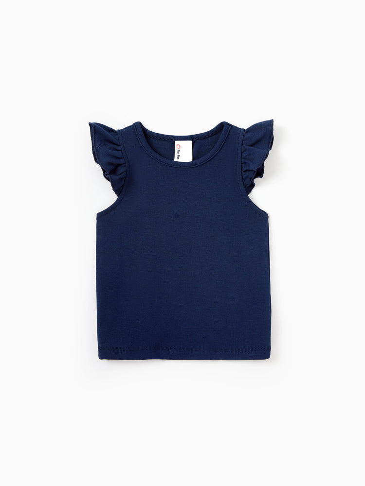 Mommy and Me Tropical Leaves Print Sleeveless Rompers with Belted Shorts Matching Set Deep Blue