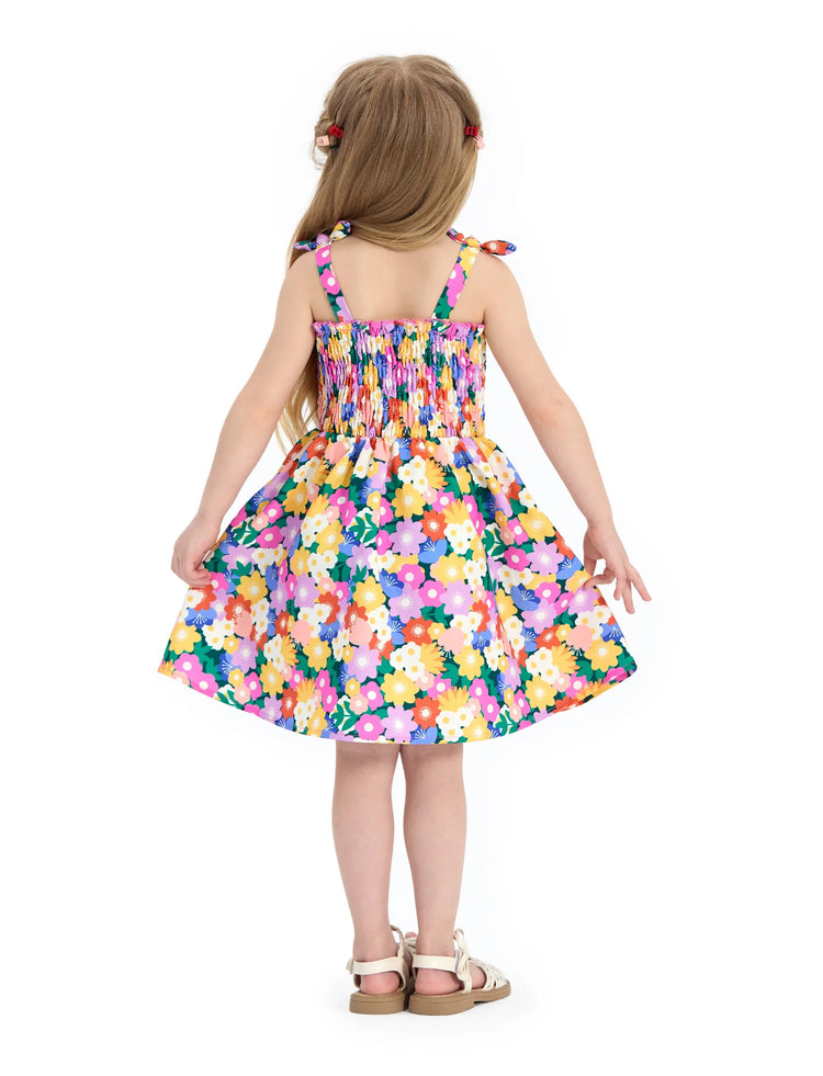 Disney Mickey and Friends Toddler Girl 1pc Minnie Floral Allover Print Bowknot Smocked Sundress Multi-color