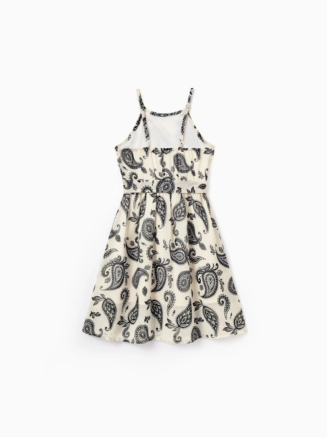 Tenues Maman & moi à imprimé cachemire Robe sans manches à bretelles spaghetti & T-shirt en coton pour maman, papa et enfants Parfait pour les sorties en famille & les photos Noir