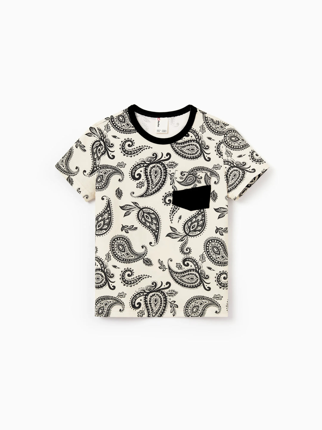 Tenues Maman & moi à imprimé cachemire Robe sans manches à bretelles spaghetti & T-shirt en coton pour maman, papa et enfants Parfait pour les sorties en famille & les photos Noir