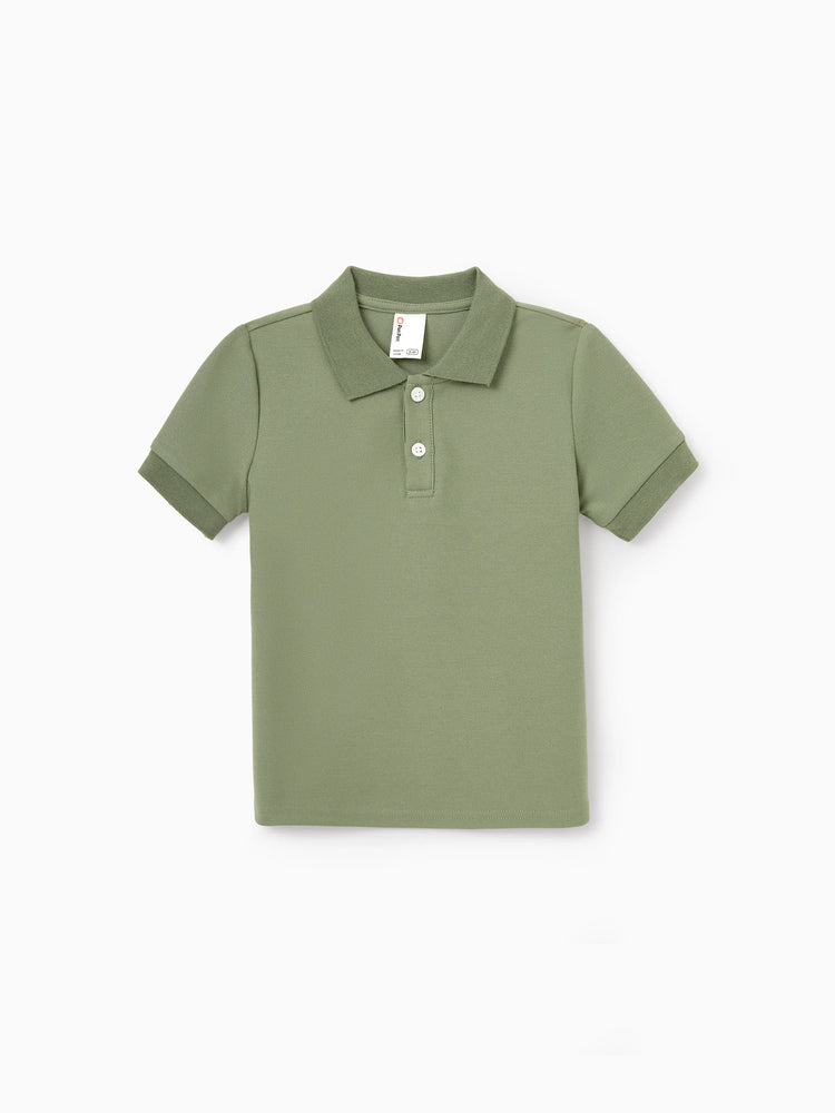 Mama & ich Polo-Kragen Kurzarm-Hemd oder V-Ausschnitt Träger-Mesh-Kleid Grün