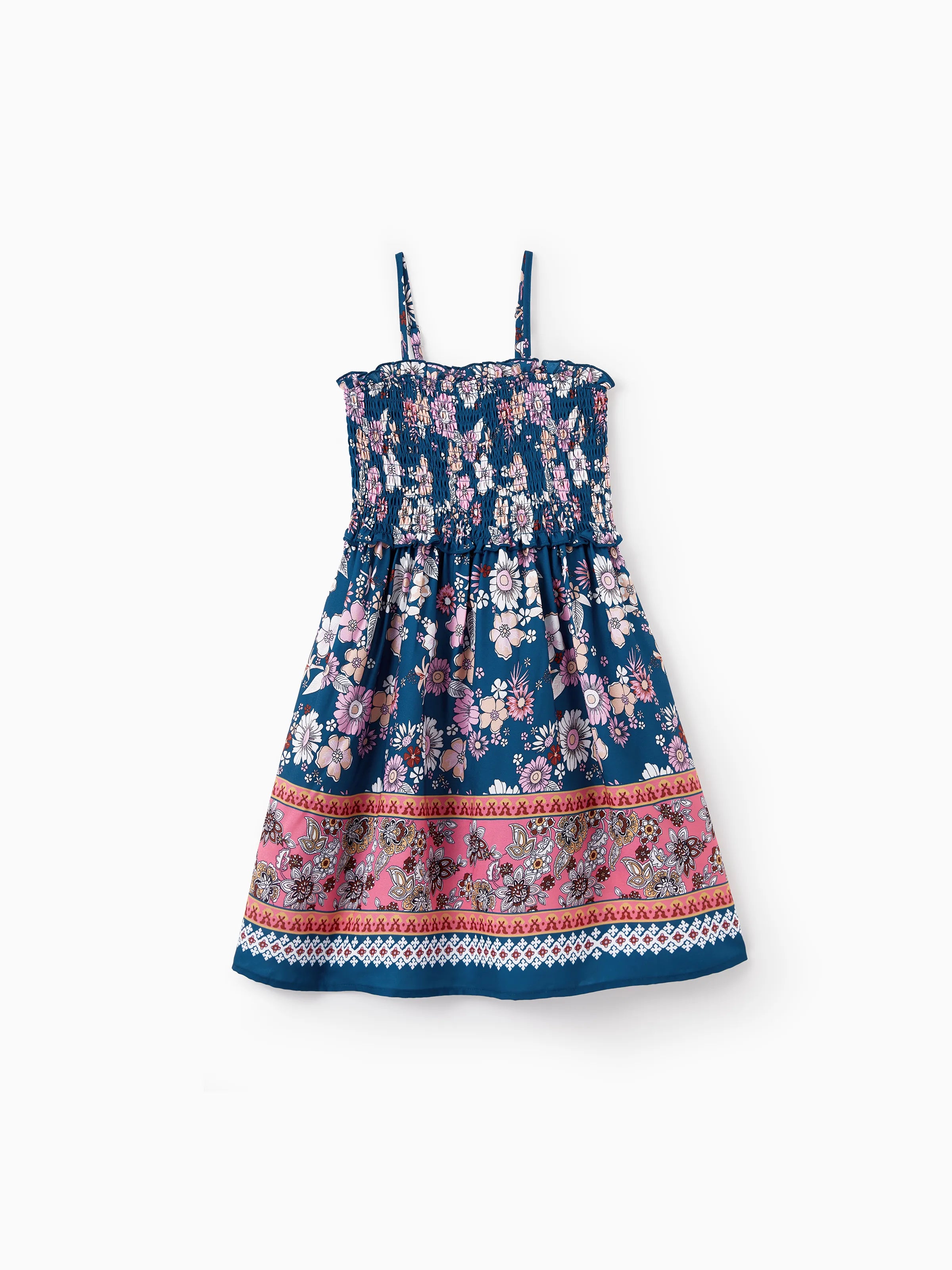 Toddler/Kid Girl Floral Allover Print Halter Sleeveless Dress for Summer  Vacation CYAN-