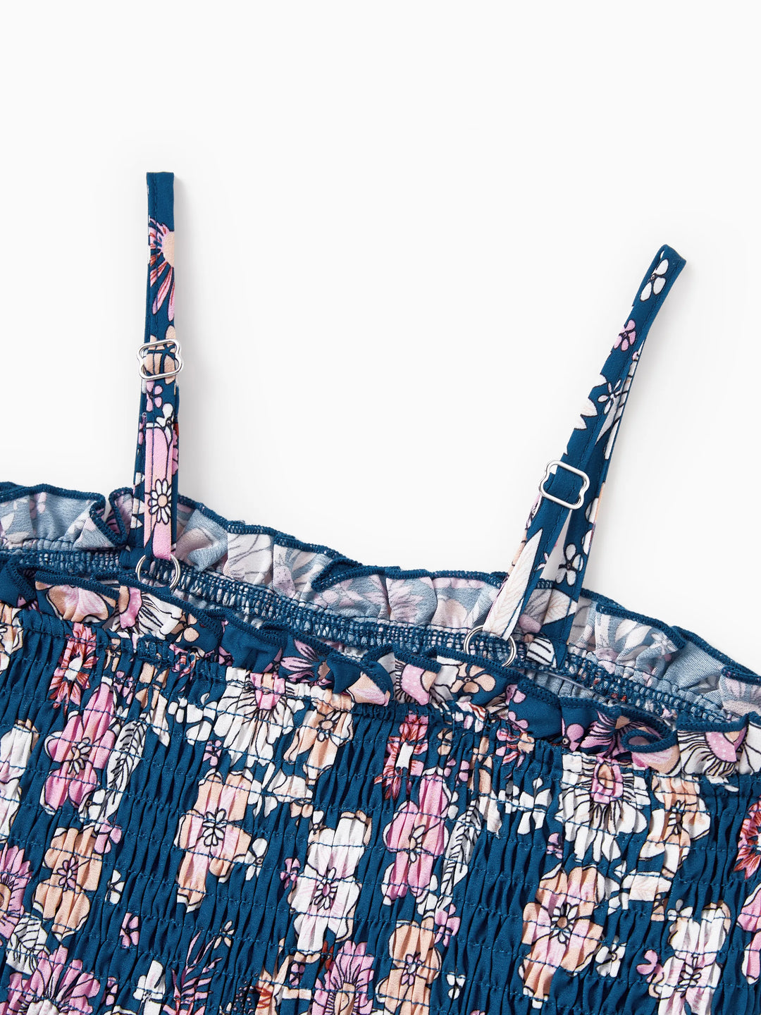 Robe sans manches à bretelles avec imprimé floral intégral pour vacances d'été pour tout-petits/filles CYAN-