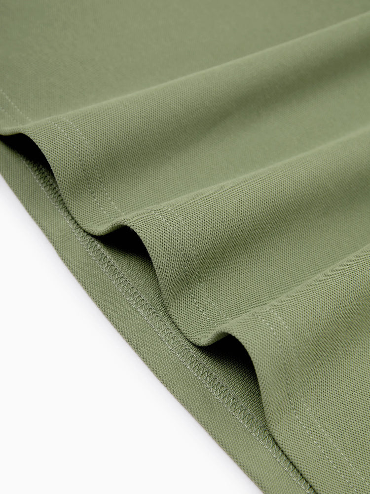 Family Matching Polo Collar Short-sleeve Shirt or V-neck Strappy Mesh Dress  Green