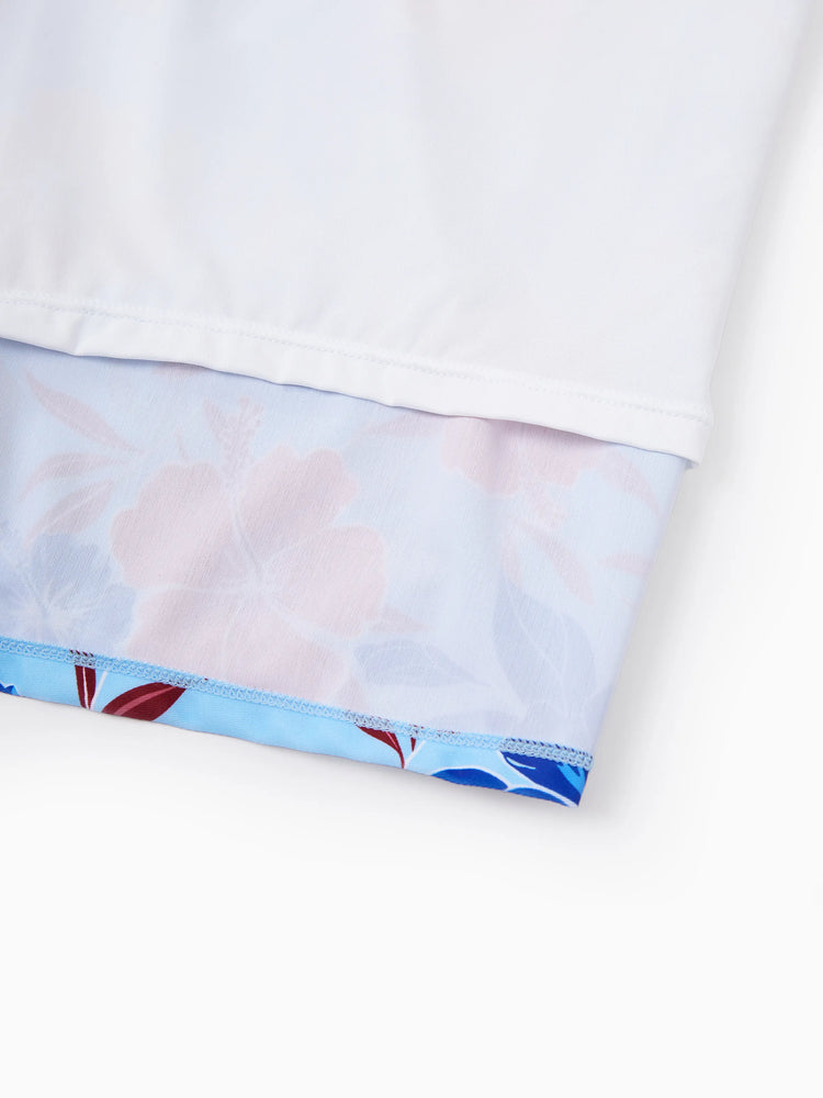 Matching Family Swimwear Floral Print Bikini & Swim Trunks Set for Mom, Dad, & Kids, Perfect for Summer Beach Days & Pool Parties Red