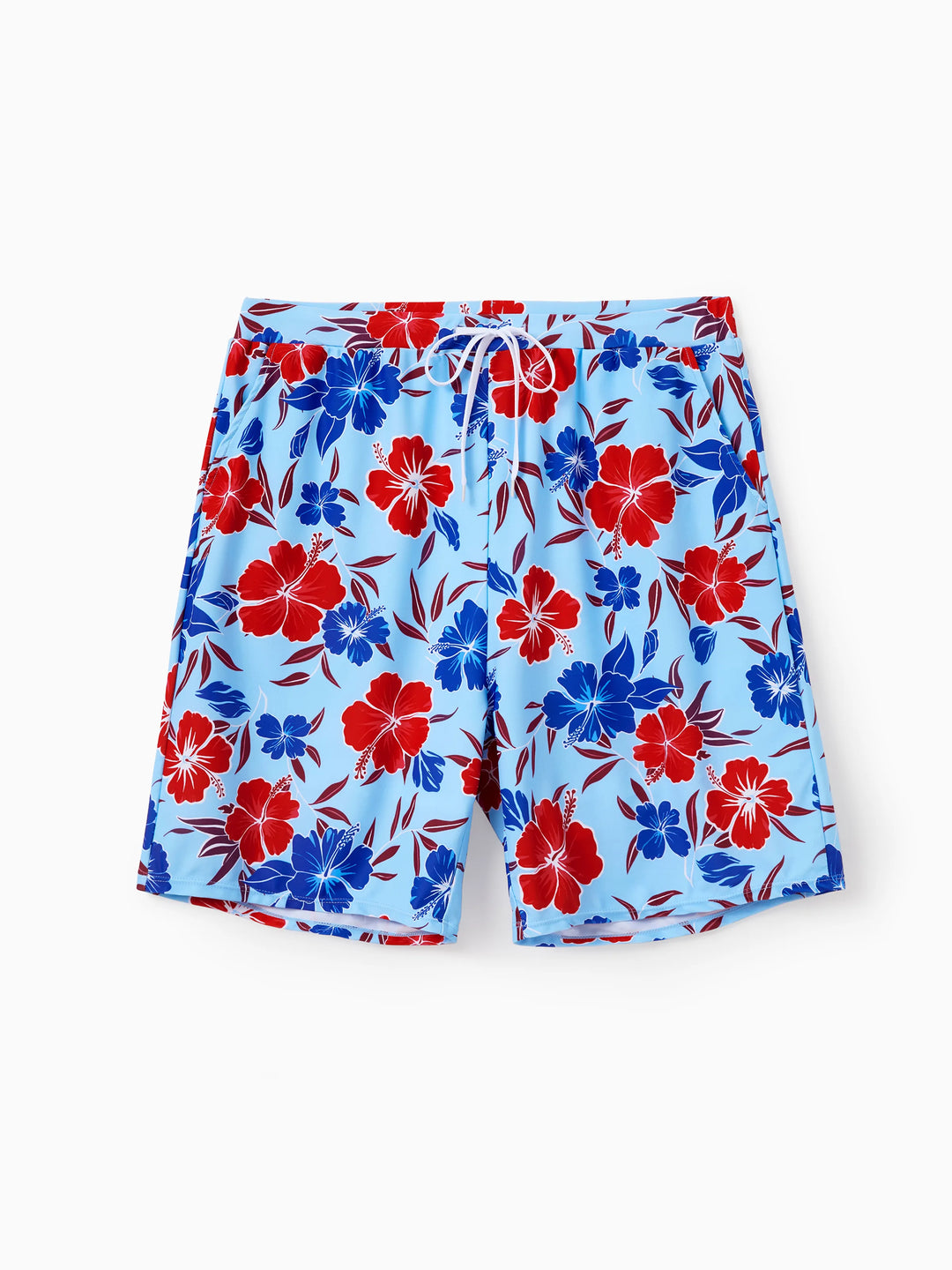 Papa & fils – Ensemble bikini et short de bain à imprimé floral pour maman, papa et enfants, parfait pour la plage et les fêtes à la piscine, couleur rouge
