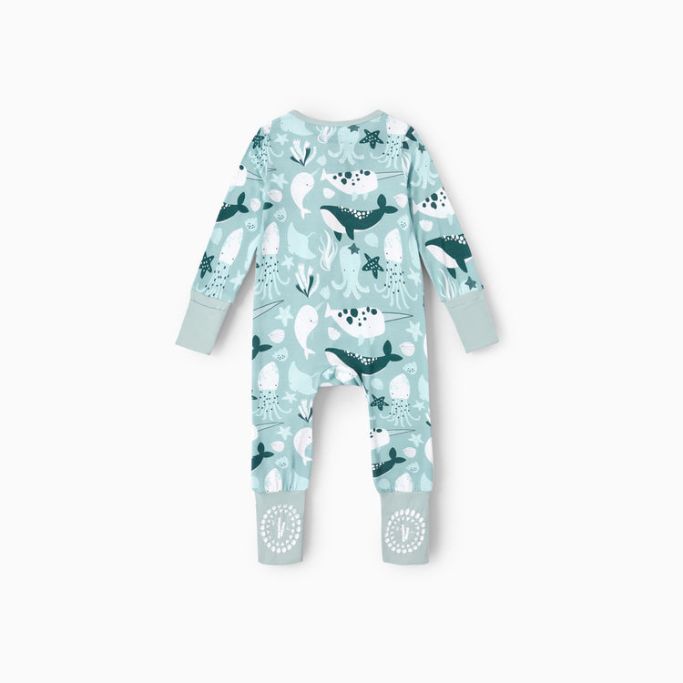 Bamboo Baby Boy/Girl 3-pack Animal Printed 2-Way Zip Onesies Anti Slip Long-sleeve Footie
