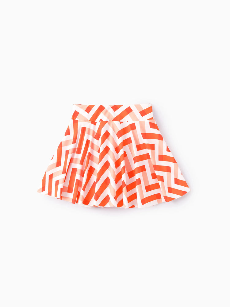 Toddler/Kid Girl 3pcs Sporty  Solid Color  Skirt Suit RED/WHITE