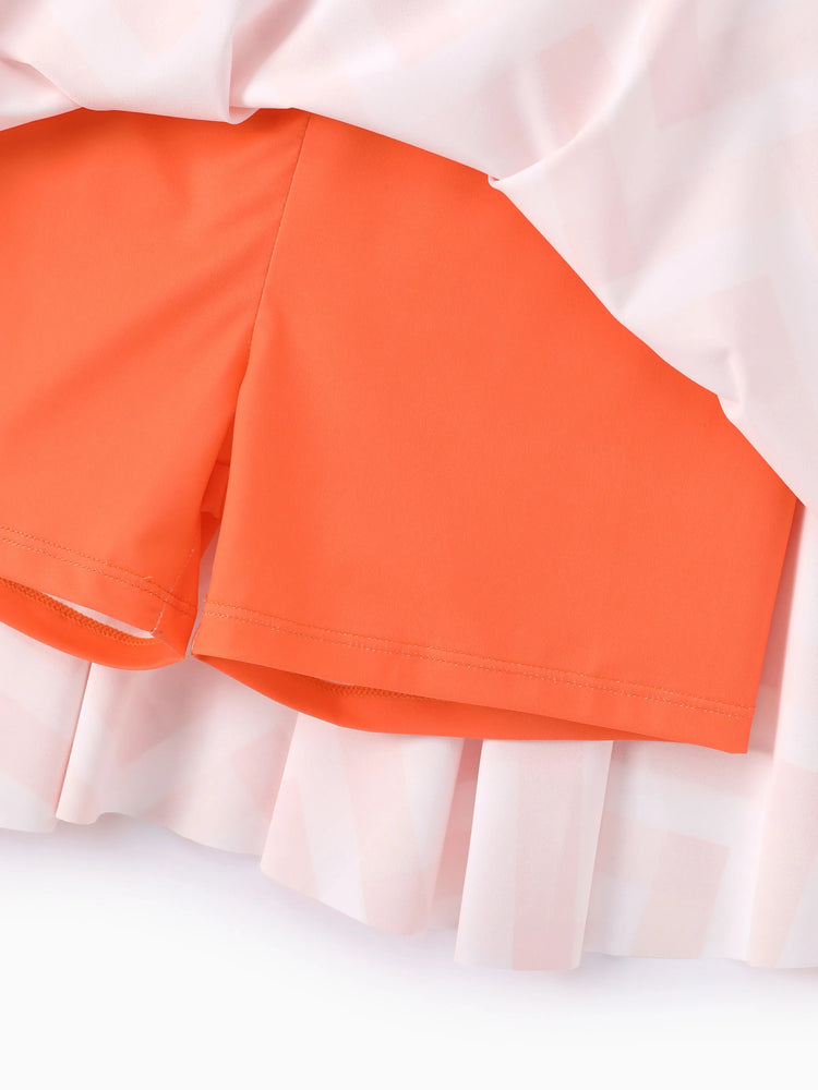 Toddler/Kid Girl 3pcs Sporty  Solid Color  Skirt Suit RED/WHITE