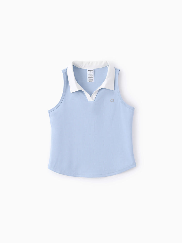 Toddler/Kid Girl 3pcs Sporty  Solid Color  Skirt Suit Light Blue