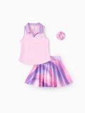 Toddler/Kid Girl 3pcs Sporty  Solid Color  Skirt Suit Light Pink