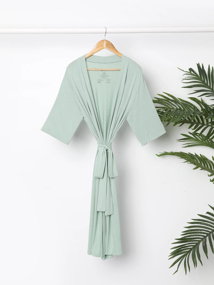 Newborn Bamboo Set for Mom & Baby Ultra Soft Bamboo Robe for Mom, Swaddle Blanket with Hat, Breathable & Gentle for Newborn Care Mint Green