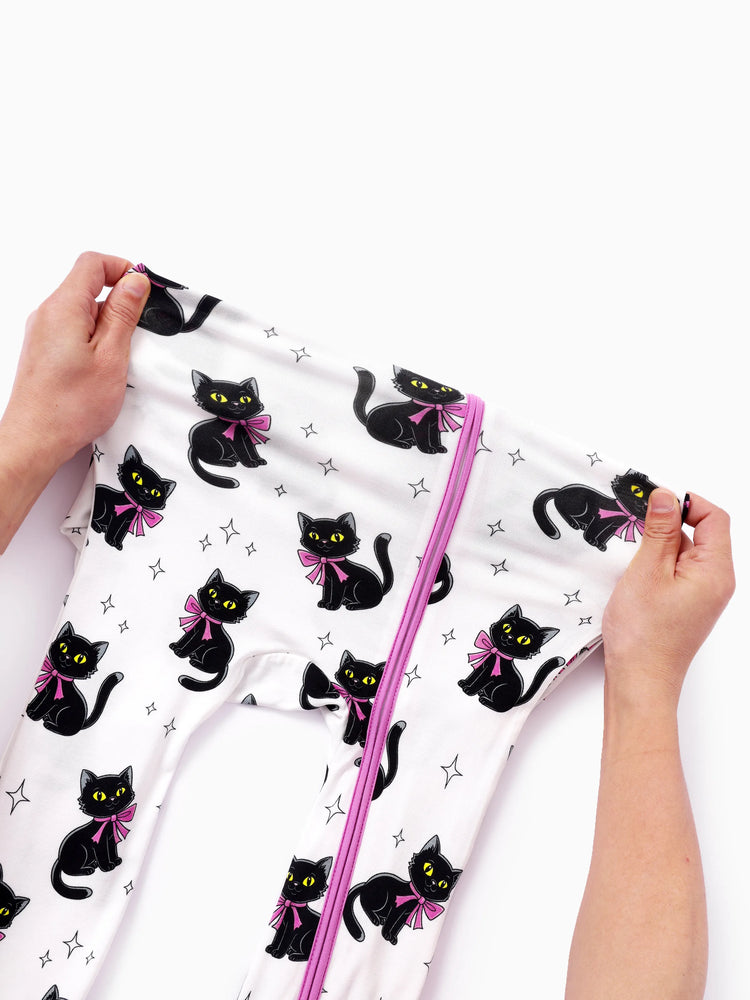 Bamboo Baby Boy/Girl Cartoon Printed 2-Way Zip Onesies Anti Slip Long-sleeve Footie Pink purple