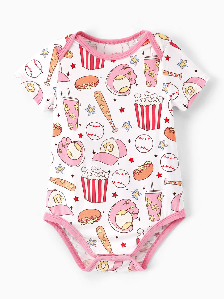Bamboo Baby Boy/Girl 1pc Allover Print  Bodysuits  Pink