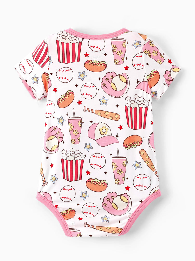 Bamboo Baby Boy/Girl 1pc Allover Print  Bodysuits  Pink