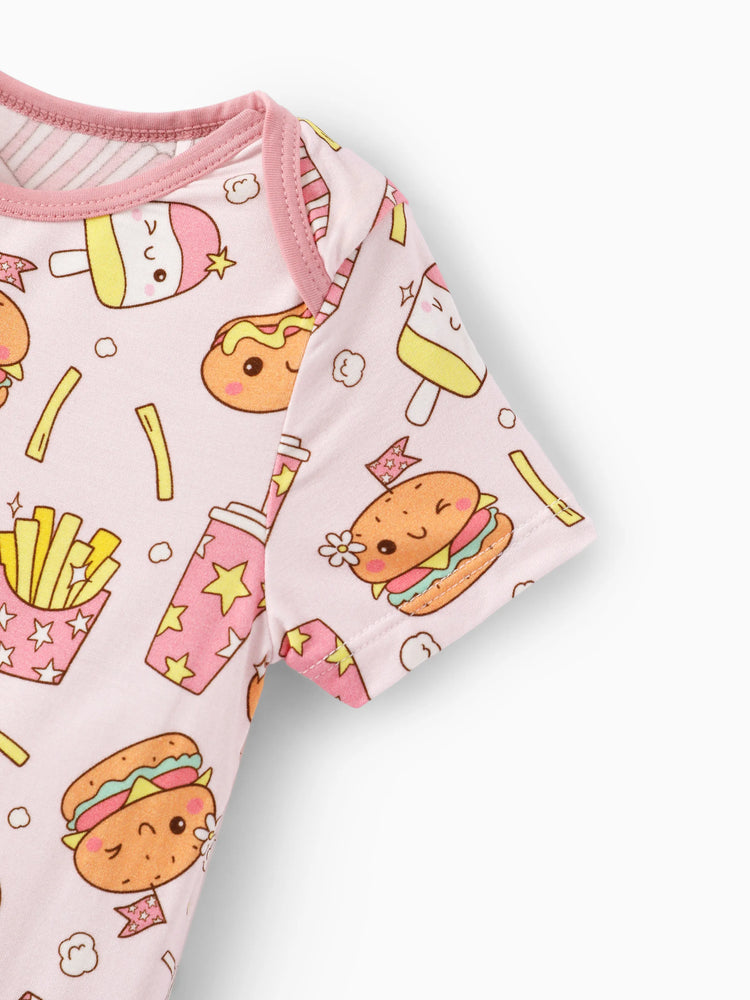 Bamboo Baby Boy/Girl 1pc Allover Print  Bodysuits  Light Pink