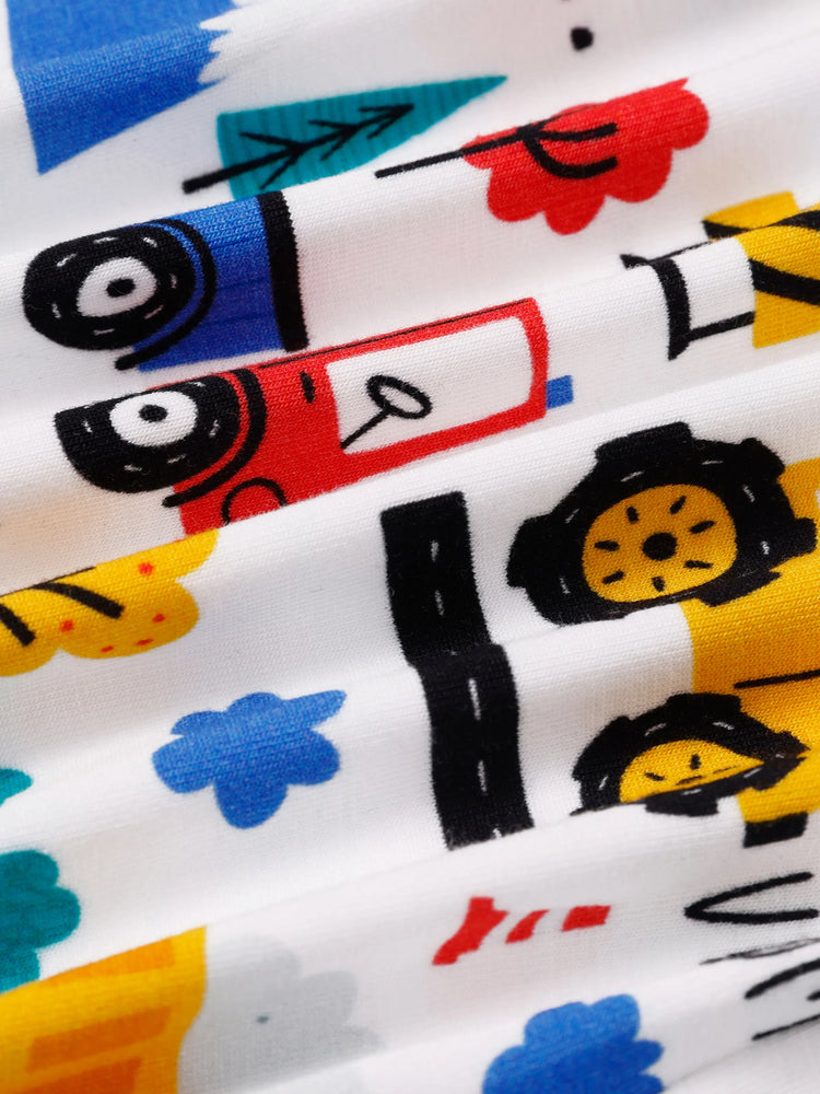 Bamboo Baby Boy/Girl Cartoon Printed 2-Way Zip Onesies Anti Slip Long-sleeve Footie Blue