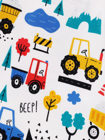 Bamboo Baby Boy/Girl Cartoon Printed 2-Way Zip Onesies Anti Slip Long-sleeve Footie Blue