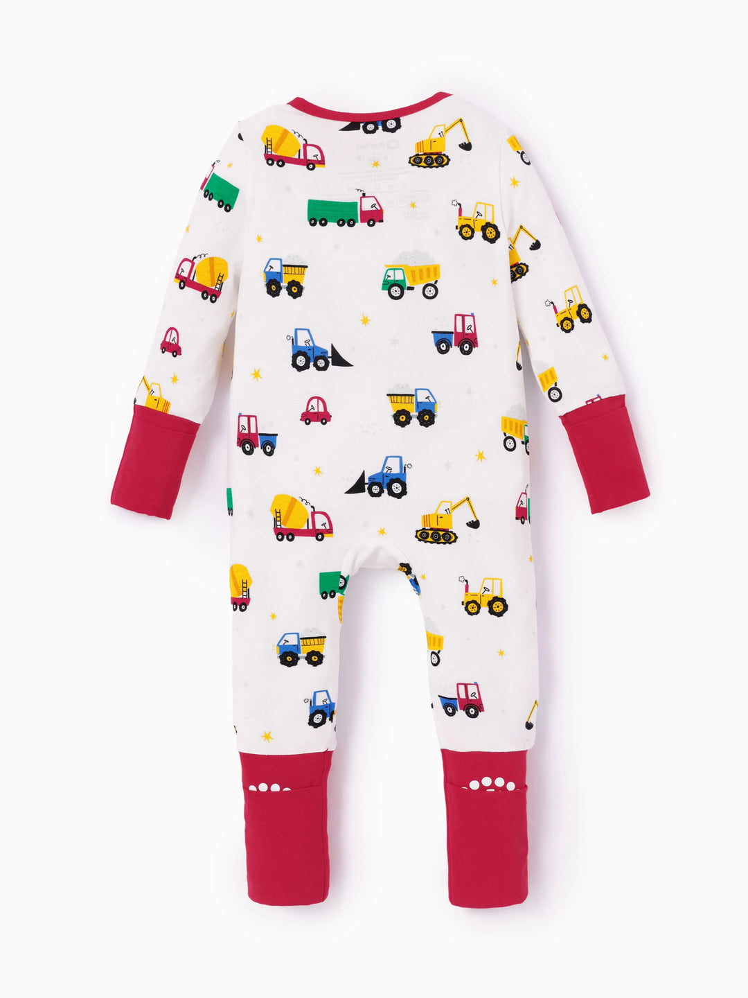 Bamboo Baby Boy/Girl Cartoon Printed 2-Way Zip Onesies Anti Slip Long-sleeve Footie Red