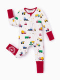 Bamboo Baby Boy/Girl Cartoon Printed 2-Way Zip Onesies Anti Slip Long-sleeve Footie Red