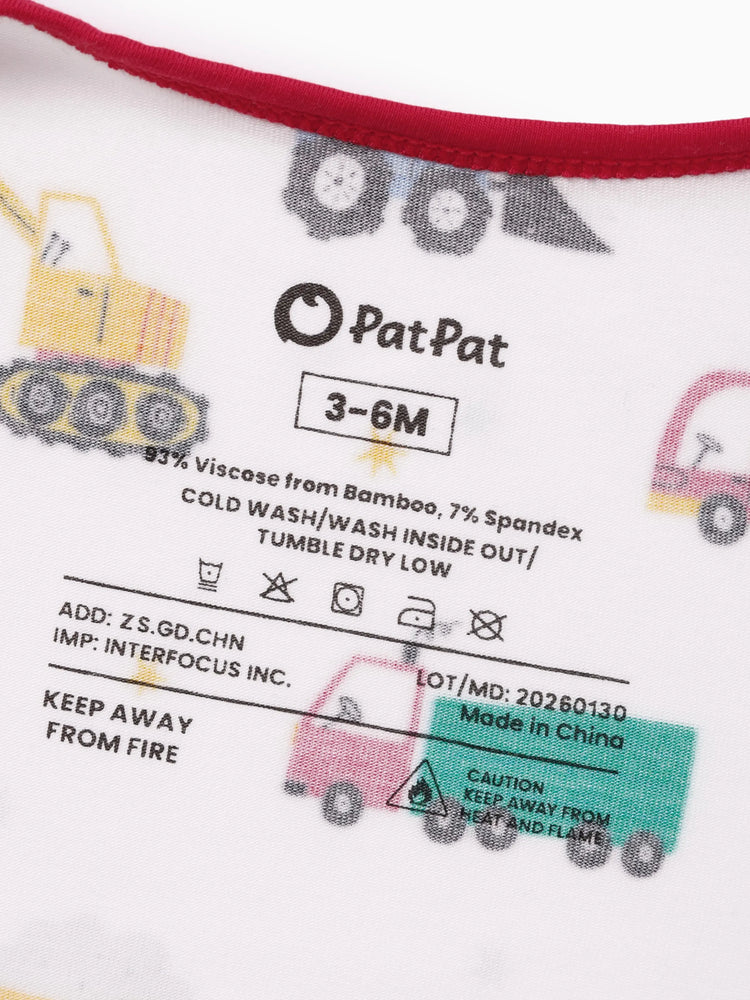 Bamboo Baby Boy/Girl Cartoon Printed 2-Way Zip Onesies Anti Slip Long-sleeve Footie Red