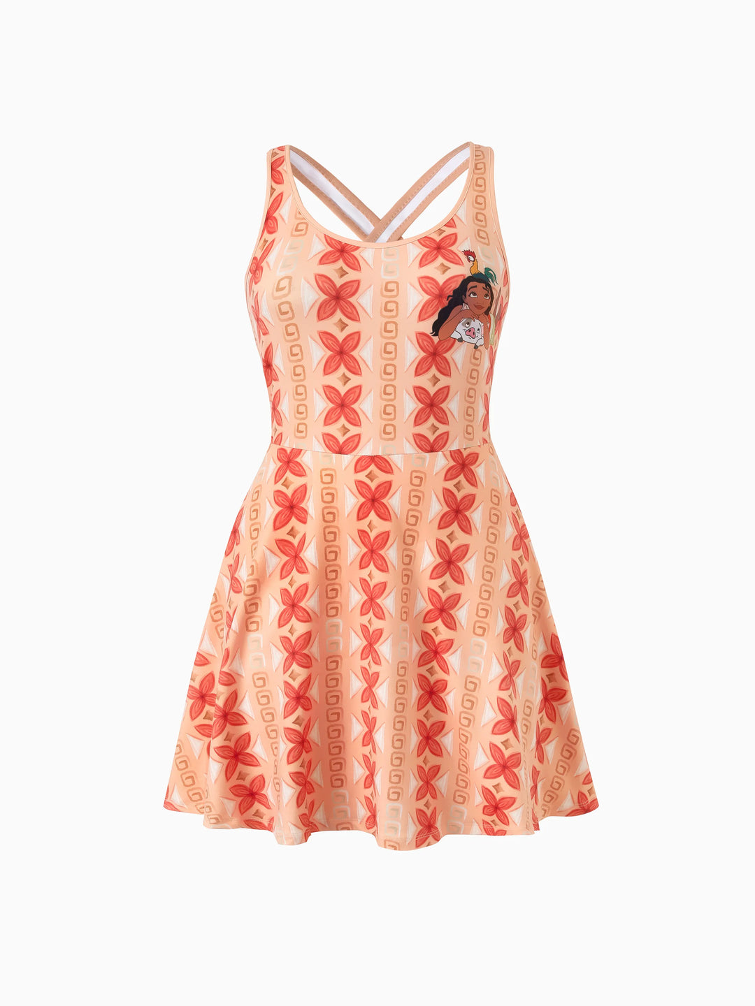 Disney Princess Mommy & me Moana Sporty Dress with Built-in Shorts & Pockets/ Cotton Top Orange