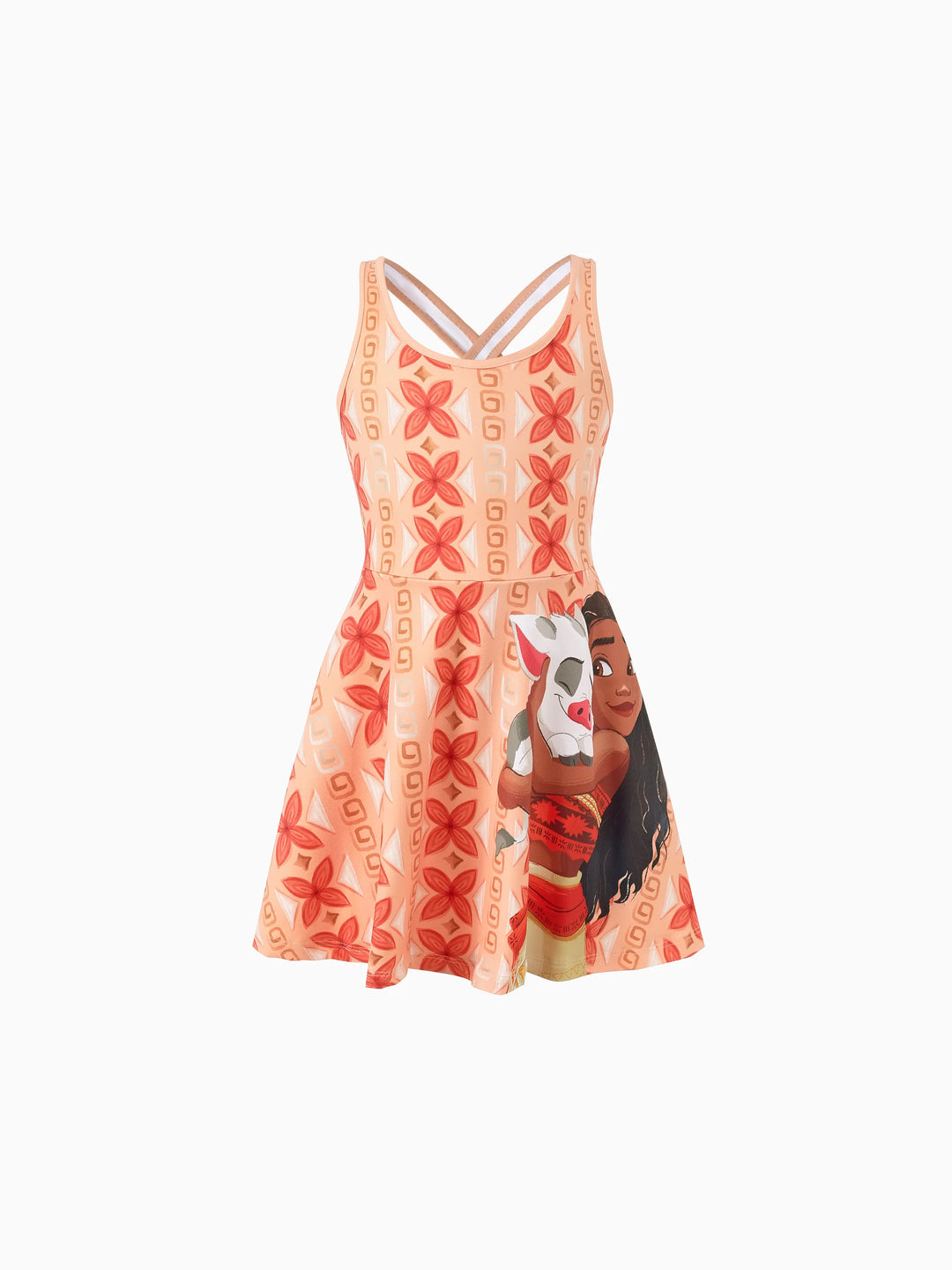 Disney Princess Mommy & me Moana Sporty Dress with Built-in Shorts & Pockets/ Cotton Top Orange