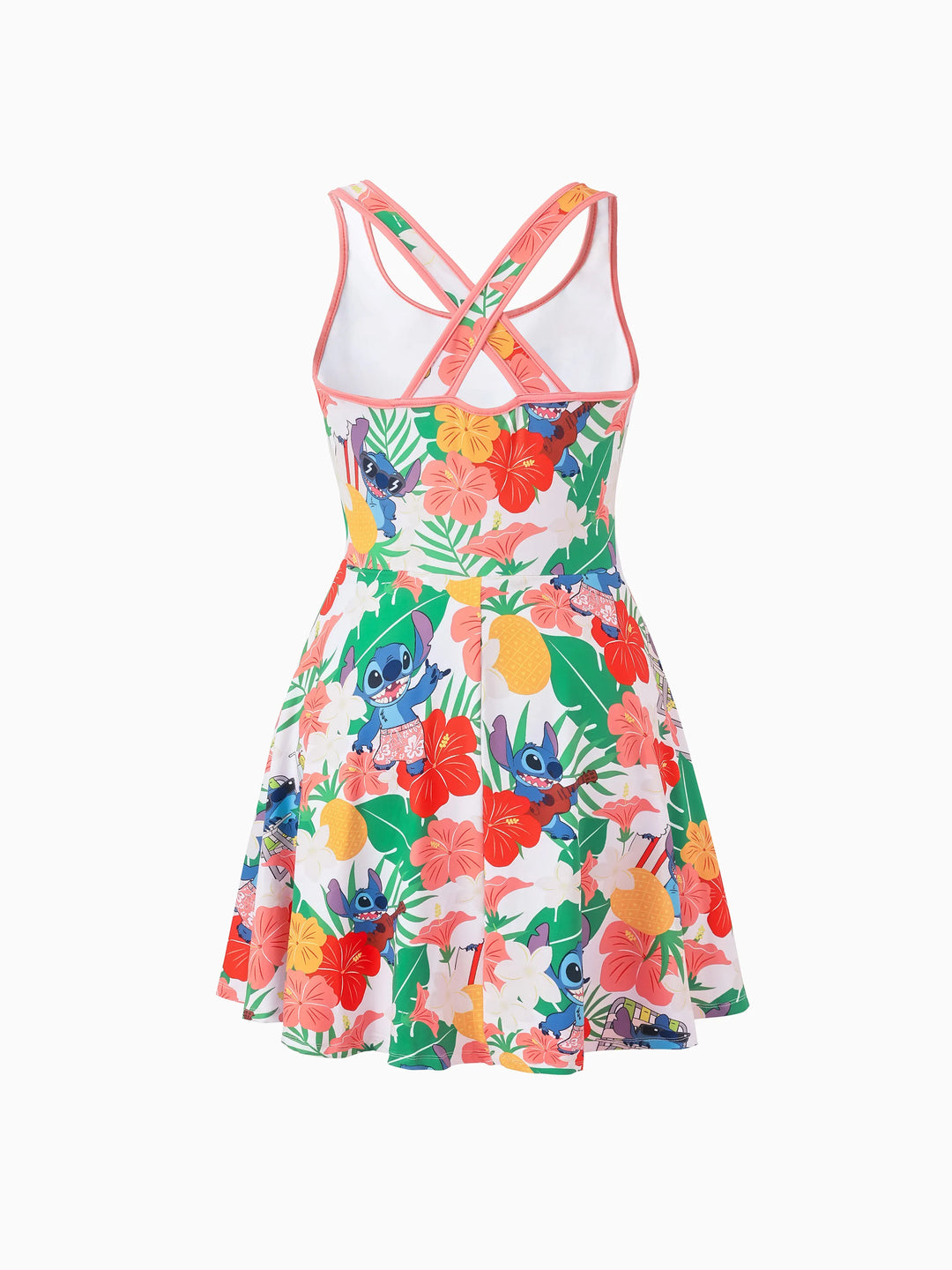 Disney Stitch Mommy & me Tropical Floral Sporty Dress with Built-in Shorts & Pockets/ Cotton Top Multi-color