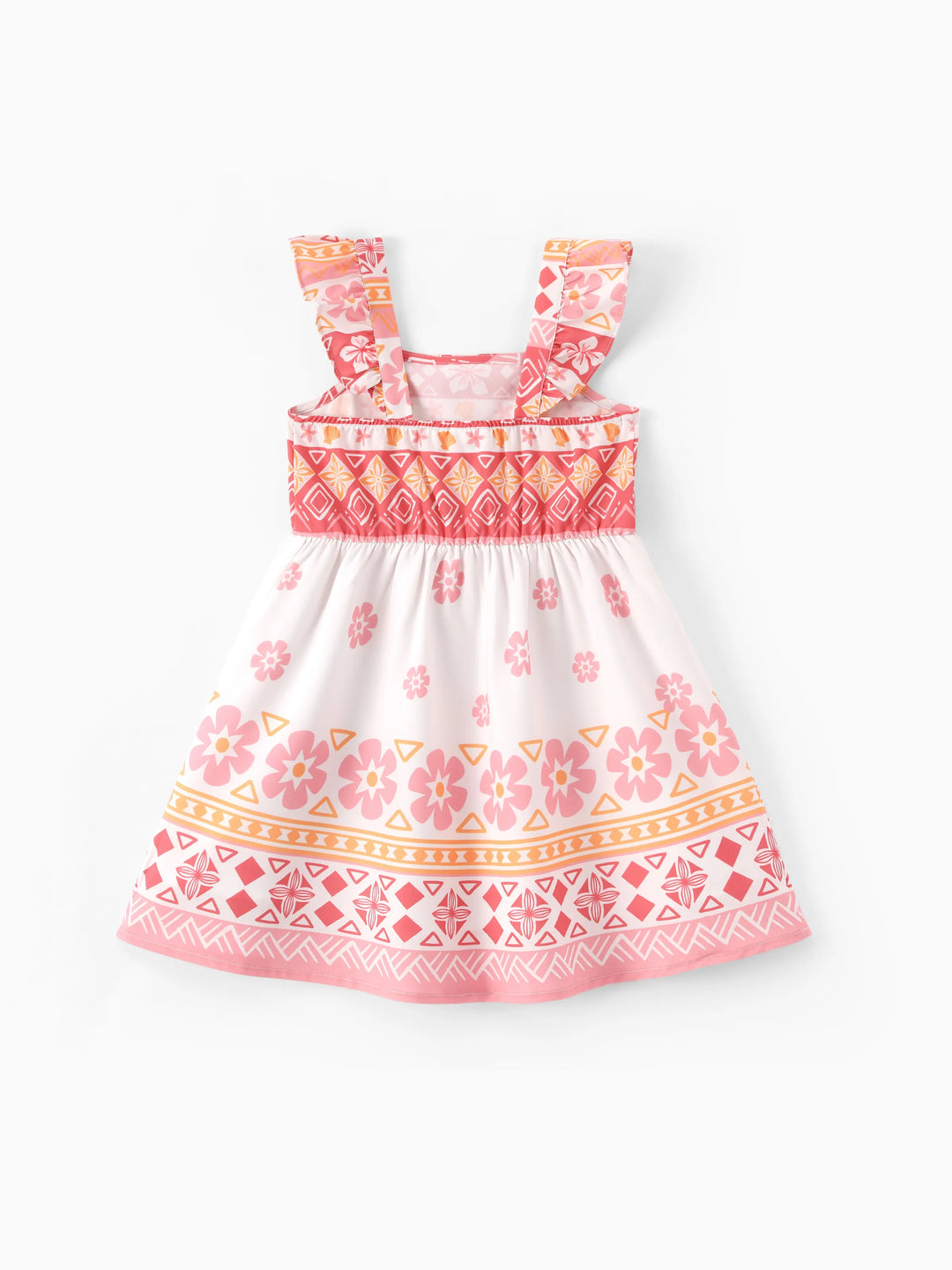 Disney Princess Mommy and Me Moana Floral Dresses with Ruffle Straps for Summer Family Outings & Photos Pink