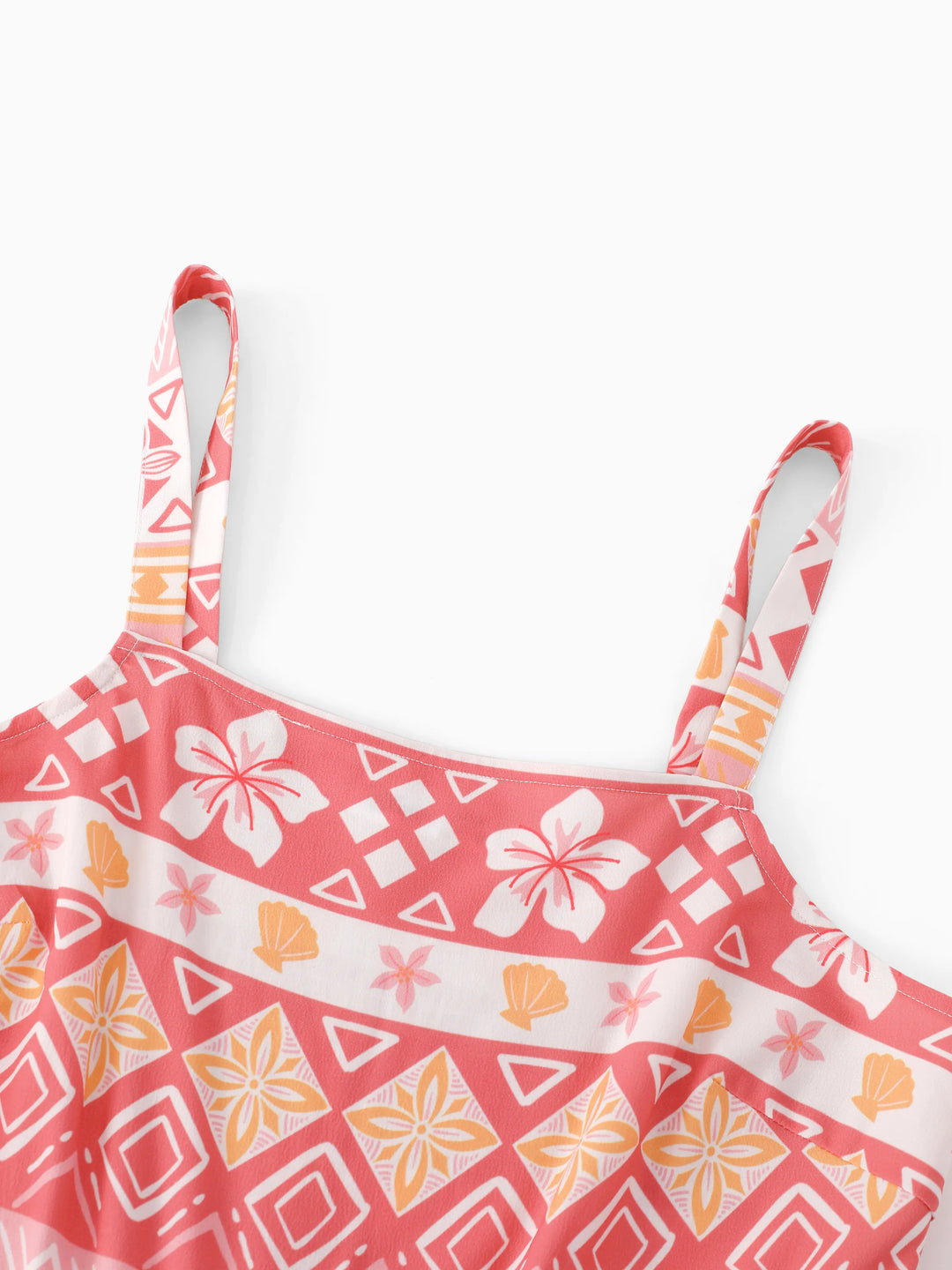 Disney Princess Mommy and Me Moana Floral Dresses with Ruffle Straps for Summer Family Outings & Photos Pink
