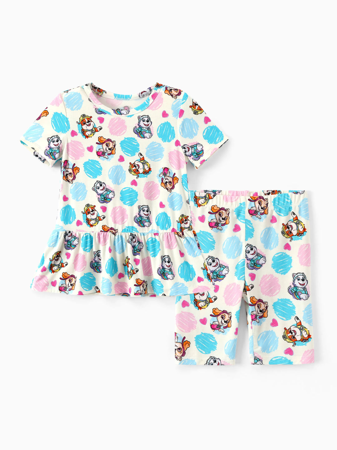 PAW Patrol Bamboo Toddler Girl 2pcs Peplum Top and Biker Shorts Set Multi-color