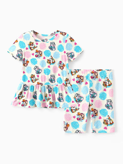 PAW Patrol Bamboo Toddler Girl 2pcs Peplum Top and Biker Shorts Set Multi-color