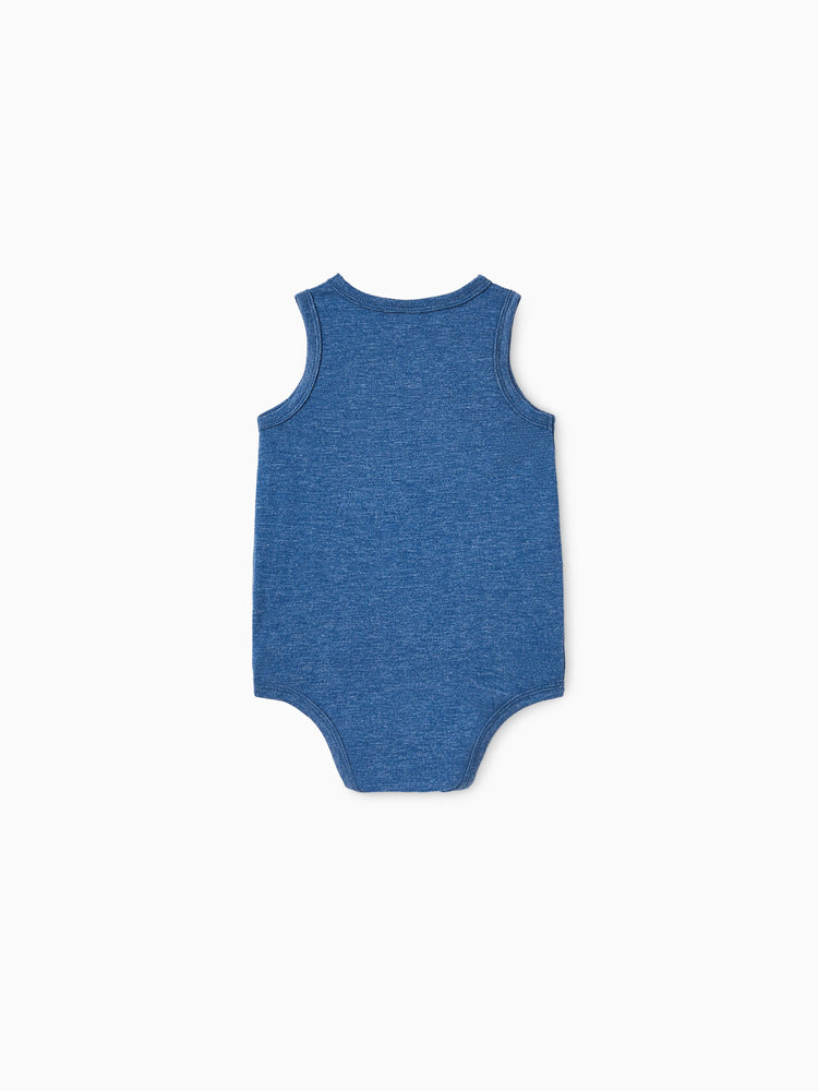 Independence Day Mommy and Me Patriotic Cherry Print Casual Sleeveless Dress Blue