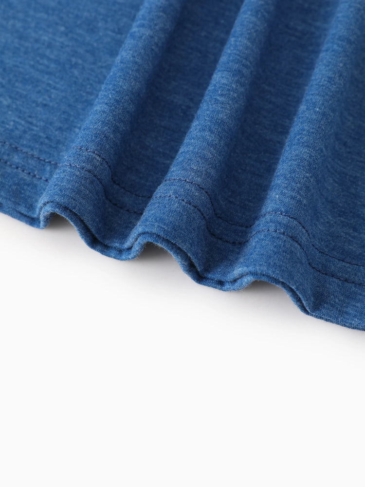 Independence Day Mommy and Me Patriotic Cherry Print Casual Sleeveless Dress Blue