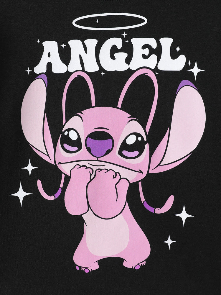 Disney Stitch Angel Girls' Long-Sleeve Two-Piece Set Black and Blue