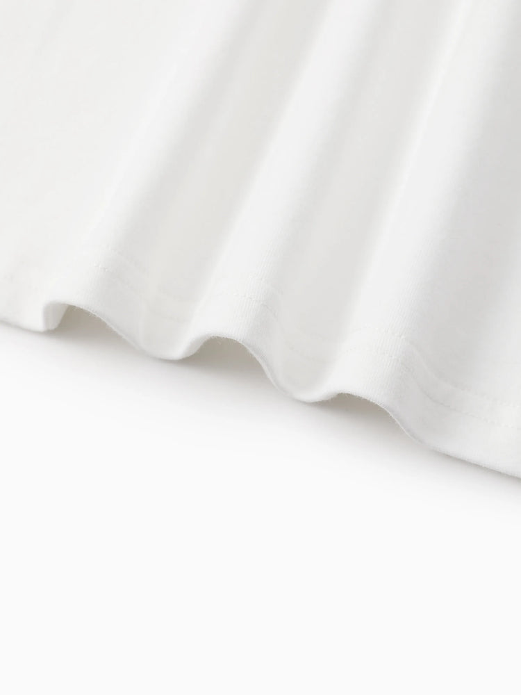 Independence Day Family Matching Patriotic Ice Cream Print Summer Cotton T-shirt & V-Neck Dresses White