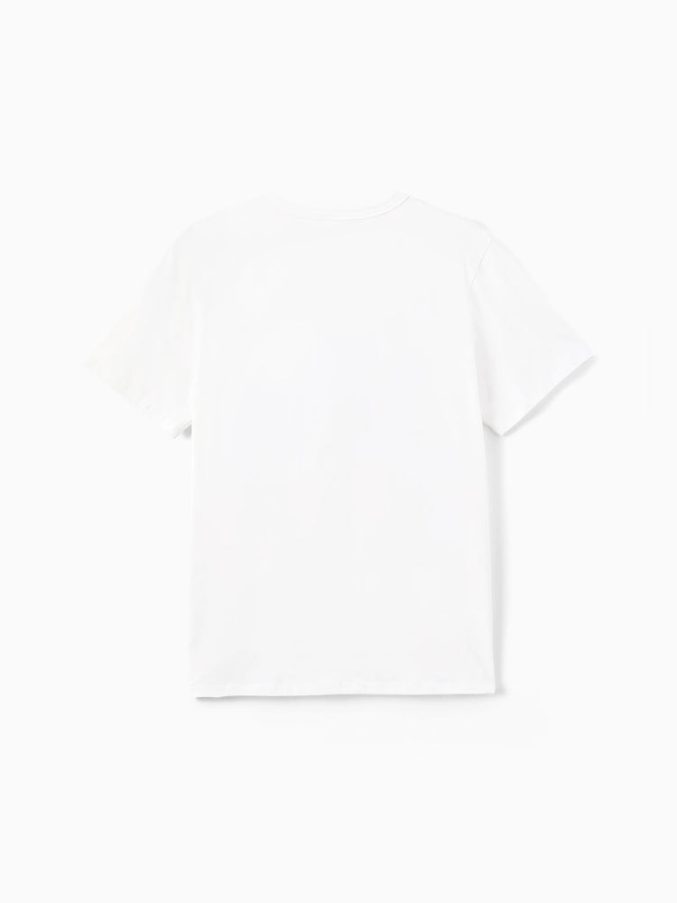 Independence Day Family Matching Patriotic Ice Cream Print Summer Cotton T-shirt & V-Neck Dresses White